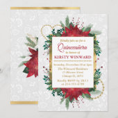 Waterverf Poinsettia Winter Kerstmis Quinceañera Kaart (Voorkant / Achterkant)