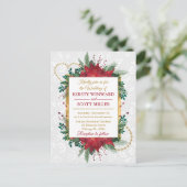 Waterverf Poinsettia Winter Wedding IV Briefkaart (Staand voorkant)