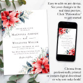 Waterverf Poinsettia Winterbruiloft Kaart