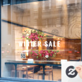 Waterverf poinsettia winterraam decal (Cafe Raam)