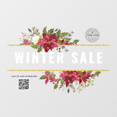 Waterverf poinsettia winterraam decal (Vel)
