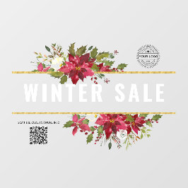Waterverf poinsettia winterraam decal