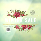 Waterverf poinsettia winterraam decal (Vel 3)