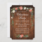 Waterverf Poinsettia Wood Kerstfeest Kaart (Voorkant)