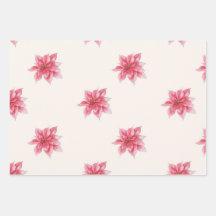 Waterverf Poinsettia Wrapping Paper Set