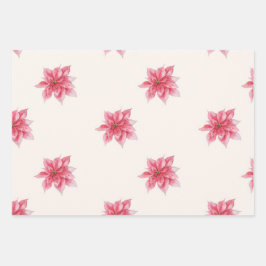 Waterverf Poinsettia Wrapping Paper Set