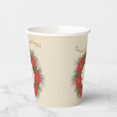 Waterverf Poinsettia Wreath - Monogrammen Papieren Bekers (Links)