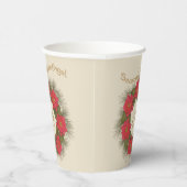 Waterverf Poinsettia Wreath - Monogrammen Papieren Bekers (Rechts)
