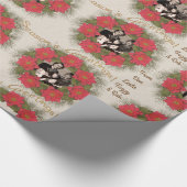 Waterverf Poinsettia Wreator met Uw Foto Cadeaupapier (Hoek)