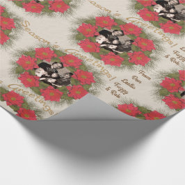 Waterverf Poinsettia Wreator met Uw Foto Cadeaupapier