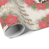 Waterverf Poinsettia Wreator met Uw Foto Cadeaupapier (Rol Hoek)