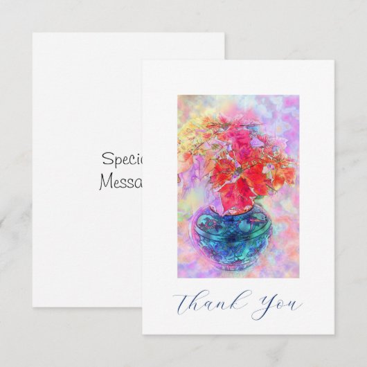 Waterverf Poinsettias Bedankkaart (Voorkant / Achterkant)