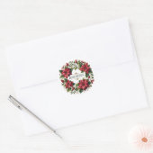 Waterverf Poinsettias "Buon Natale" Italiaans Ronde Sticker (Envelop)