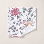  Waterverf Poinsettias en Eucalyptus Bad Handdoek (Wasdoekje)