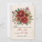 Waterverf Poinsettias en Pine Cones Kaart (Voorkant)