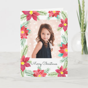 Waterverf Poinsettias Foto Vakantie Groeten Kaart