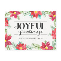 Waterverf Poinsettias Holiday Briefkaart