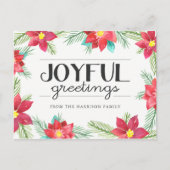 Waterverf Poinsettias Holiday Briefkaart (Voorkant)