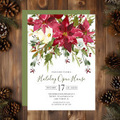Waterverf Poinsettias Holiday Open House Kaart