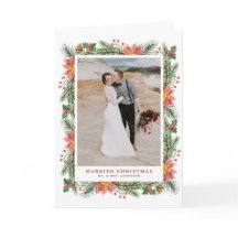 Waterverf Poinsettias kerstfeest Lijst bruiloft