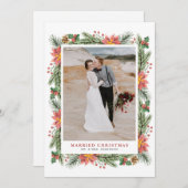 Waterverf Poinsettias kerstfeest Lijst bruiloft Feestdagenkaart (Voorkant / Achterkant)