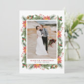 Waterverf Poinsettias kerstfeest Lijst bruiloft Feestdagenkaart (Staand voorkant)