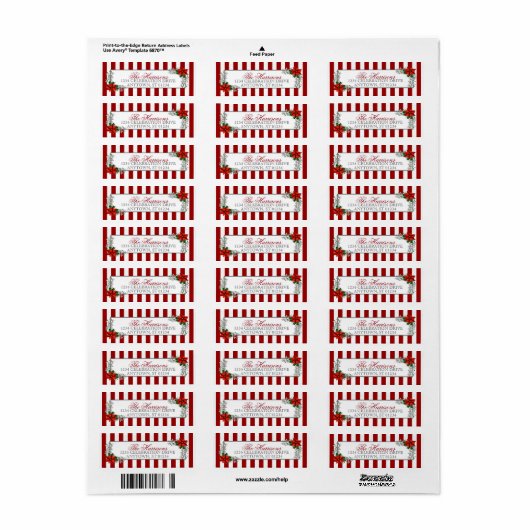 Waterverf Poinsettias Kerstmis Etiket (Full Sheet)