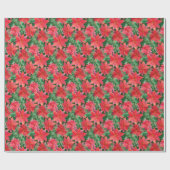 Waterverf Pointsettia Kerst Patroon Cadeaupapier (Vlak)