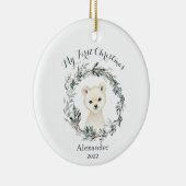 Waterverf Polar Beer Baby eerste Kerstmis Keramisch Ornament (Rechts)
