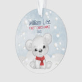 Waterverf Polar Beer Baby eerste Kerstmis Ornament (voorkant)
