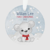 Waterverf Polar Beer Baby eerste Kerstmis