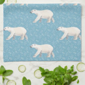 Waterverf Polar Beer Blauwe Keuken Handdoek (Gevouwen)