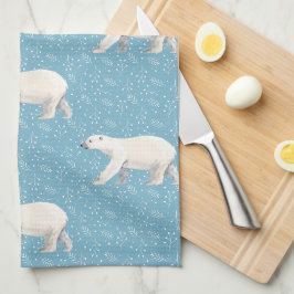 Waterverf Polar Beer Blauwe Keuken Handdoek