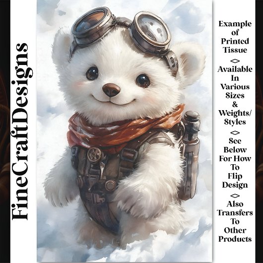 Waterverf Polar Beer Cub Explorer CD9 Decoupage Tissuepapier