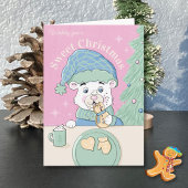 Waterverf Polar Beer Cub met kerstkoekje Kaart