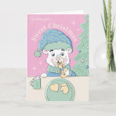 Waterverf Polar Beer Cub met kerstkoekje Kaart (Voorkant)