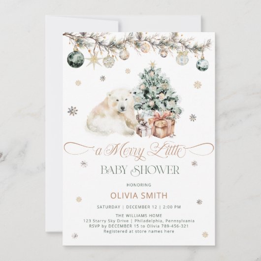 Waterverf Polar Beer Een vrolijk klein Baby shower Kaart (Voorkant)