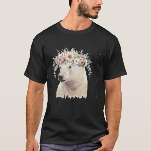 Waterverf Polar Beer Flower Crown Boho esthetics T-shirt (Voorkant)