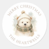 Waterverf Polar Beer Gepersonaliseerd Vrolijk Kers Ronde Sticker (Voorkant)