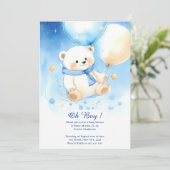 Waterverf Polar Beer Jongen Baby shower Uitnodigin Kaart (Staand voorkant)