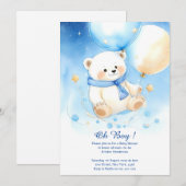 Waterverf Polar Beer Jongen Baby shower Uitnodigin Kaart (Voorkant / Achterkant)