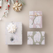Waterverf Polar Beer Kerstboom Patroon Inpakpapier Vel