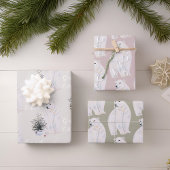 Waterverf Polar Beer Kerstboom Patroon Inpakpapier Vel