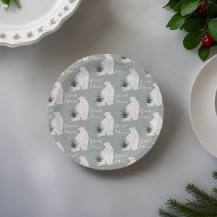 Waterverf Polar Beer Kerstboom Patroon Papieren Bordje