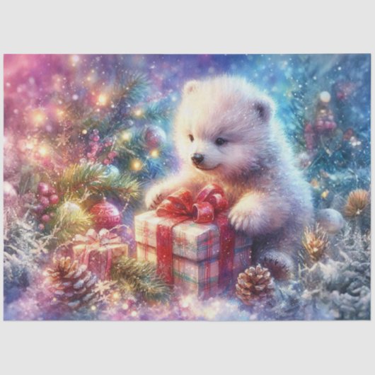 Waterverf Polar Beer Kerstcadeau Decoupage Tissuepapier (Voorkant)