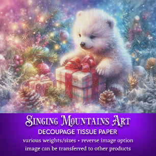 Waterverf Polar Beer Kerstcadeau Decoupage Tissuepapier