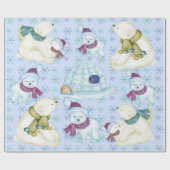 Waterverf Polar Beer kerstcadeautje Cadeaupapier (Vlak)