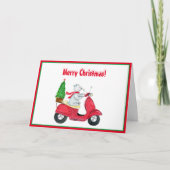 Waterverf Polar Beer kerstscooter Feestdagen Kaart (Voorkant)