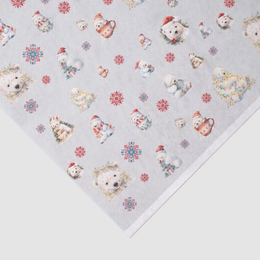 Waterverf Polar Beer Kerstwinter Tissuepapier (Detail)