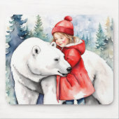 Waterverf Polar Beer Met Meisje Muismat (Voorkant)